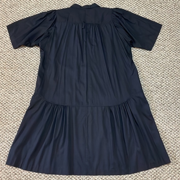 Vintage Chez California by Tandy Flowy Collared Drop Waist Midi Dress - Black - Picture 2 of 16